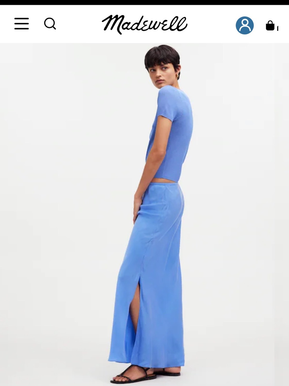 NWT Madewell Tie-Waist Maxi Slip Skirt Cupro Blend Maxi Skirt Celeste Size 12 - Picture 3 of 6